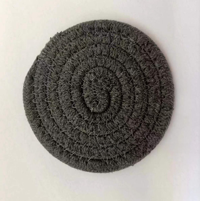 Cotton thread placemat hand woven insulation mat bowl mat cup mat thickened and simple cotton linen table mat - V.I.P Digital Presence