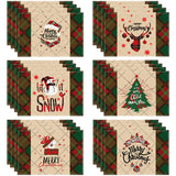 Christmas table mat with white linen snowman checkered print - V.I.P Digital Presence