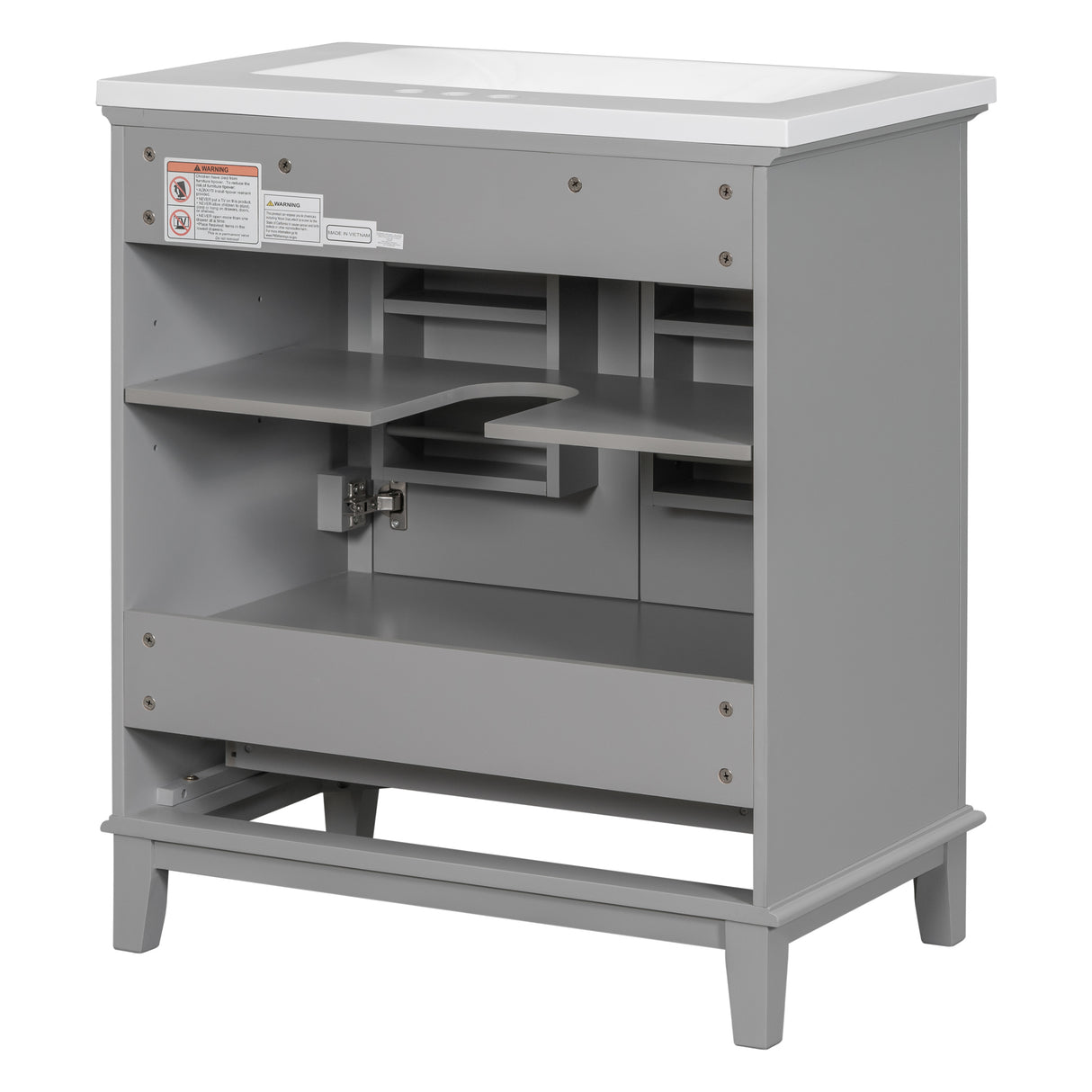 30inchgrey Bathroom Vanity with Sink ComboMulti-functional Bathroom Cabinet with Doors and Drawer Solid Frame and MDF Board - V.I.P Digital Presence