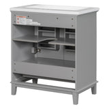 30inchgrey Bathroom Vanity with Sink ComboMulti-functional Bathroom Cabinet with Doors and Drawer Solid Frame and MDF Board - V.I.P Digital Presence