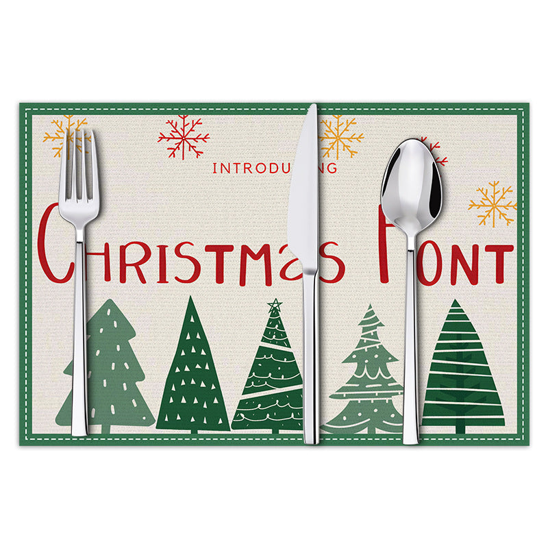 stmas linen placemats holiday party decorations insulation mats linen Christmas tree printed coasters - V.I.P Digital Presence