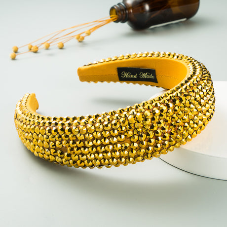 Ins Super Flash Full Drill 4.5cm Wide Brimmed Headdress Thickened Sponge Solid Color Headband Ladies Press Release Art Headband - V.I.P Digital Presence