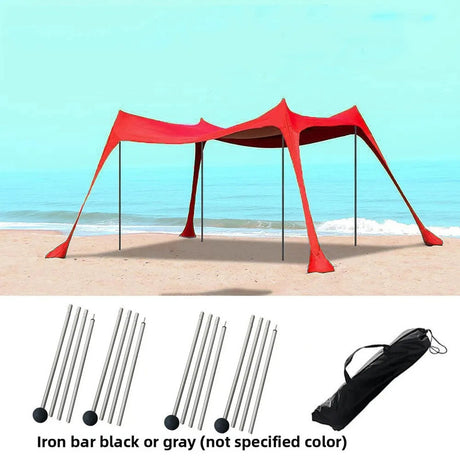 Family beach tent, large pop-up parasol, beach shelter, sun shade. Stable poles with portable carry bag. Outdoor shade. - V.I.P Digital Presence