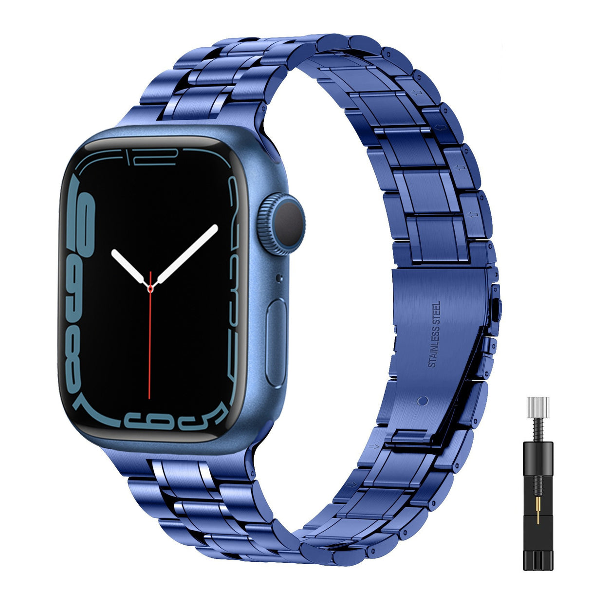 Suitable For Apple Watch S 3 4 5 iwatch S 7 8 9 Stainless Steel Metal Fine Steel Watch Chain With Five Beads - V.I.P Digital Presence