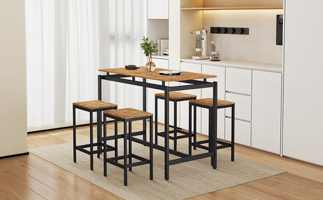 TREXM 5-piece compact bar table with table and stool - modern industrial design brown - V.I.P Digital Presence