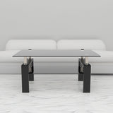 Rectangle Black Glass Coffee Table  Clear Coffee Table Modern Side Center Tables for Living Room Living Room Furniture - V.I.P Digital Presence