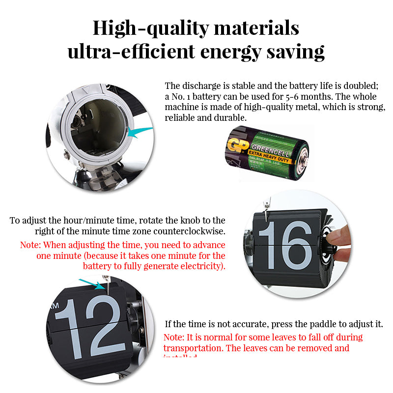 Retro flip digital clock, battery - powered mechanical clock for home & office decor - V.I.P Digital Presence