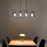 Pendant Lighting 4 Light Industrial Vintage Open Frame Rectangle Chandeliers Modern Black Linear Cage Ceiling Light Fixture - V.I.P Digital Presence