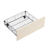 Full Size Bed Frame with 2 Storage Drawers Upholstered Bed Frame Beige