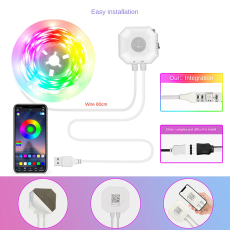 Colorful Bluetooth App Human Body Sensing Bedside Lamp with USB 5V 5050 Bedroom Induction - V.I.P Digital Presence