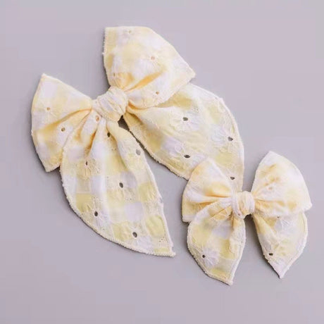 Children's Headwear Girl Plaid Cotton Embroidery Bow Hairpin Big Swallowtail Hairpin - V.I.P Digital Presence