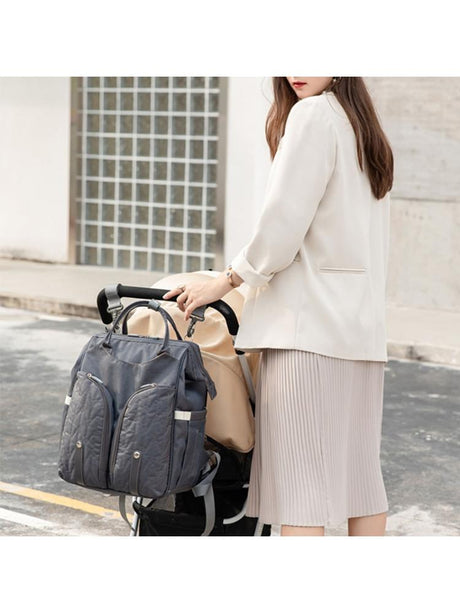 Baby Infant Nappy Changing Bag Portable Large Capacity Folding Crib Diaper Backpack Stroller Straps Pad for Travel Outdoor 28GD - V.I.P Digital Presence