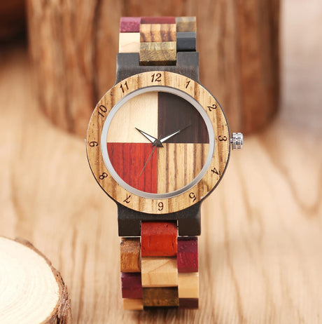 Vintage Wood Pattern Dial Quartz Watch for Men Women Colorful Wooden Bangle Watch Band Stylish Natural Wooden Couple Wristwatch - V.I.P Digital Presence