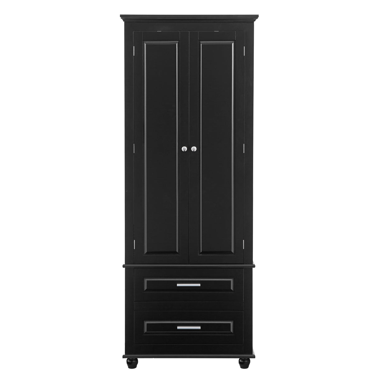 Tall Storage Cabinet with Two Drawers for Bathroom/Office, Black - V.I.P Digital Presence