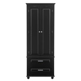 Tall Storage Cabinet with Two Drawers for Bathroom/Office, Black - V.I.P Digital Presence