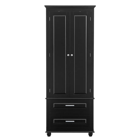 Tall Storage Cabinet with Two Drawers for Bathroom/Office, Black - V.I.P Digital Presence