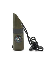 NEW 7 in 1 Survival Whistle Hiking Whistle Compass Mirror Flashlight Magnifier LED Light Thermometer Storage Compass Tool - V.I.P Digital Presence
