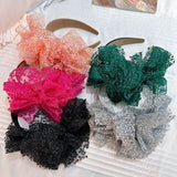 Fashionable lace embroidered polka dot oversized bow headband - V.I.P Digital Presence
