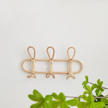 Vintage rattan woven coat hook simple wall hanging hook decorative coat hook entrance hanging clothes hook - V.I.P Digital Presence