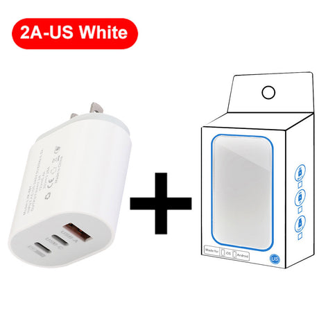 Type-C mobile phone charger 2A USB+2PD multi port US and European travel charging head - V.I.P Digital Presence