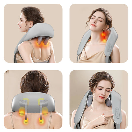 High battery life cervical spine massager neck trapezius muscle shoulder waist leg kneading hot compress massage shawl - V.I.P Digital Presence