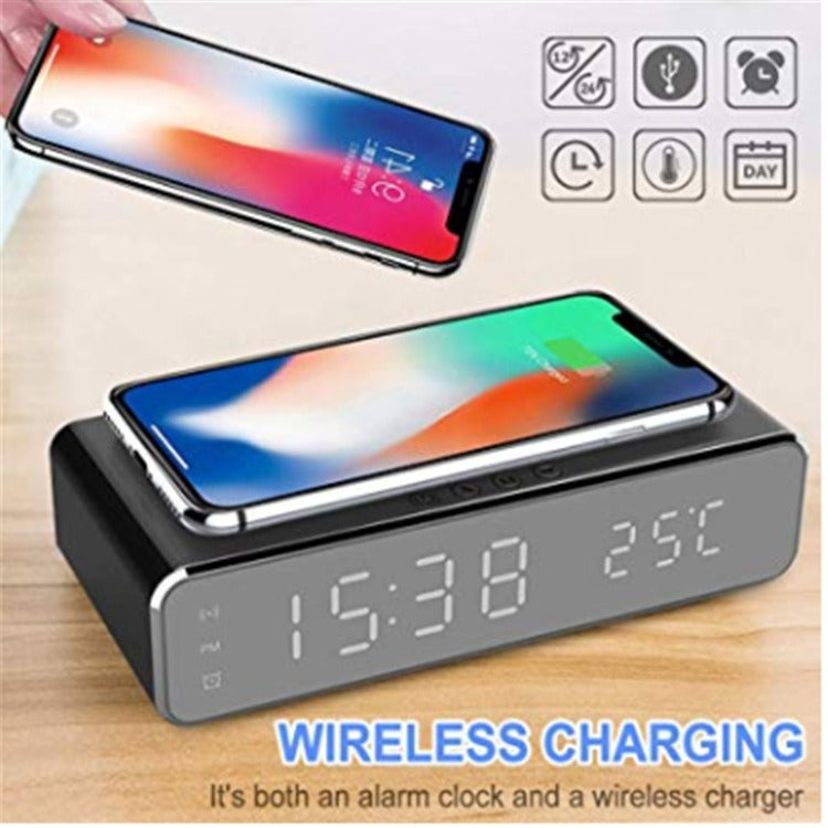Wireless charging time display thermometer alarm clock wireless charging - V.I.P Digital Presence