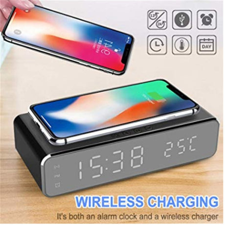 Wireless charging time display thermometer alarm clock wireless charging - V.I.P Digital Presence