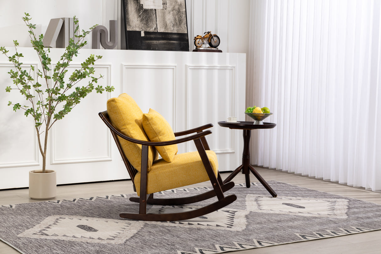 woven fabric Mid Century Modern Accent Chairs Comfy Upholstered Glider Arm Chair with Solid Wood for Living Room Bedroom Balcony - V.I.P Digital Presence