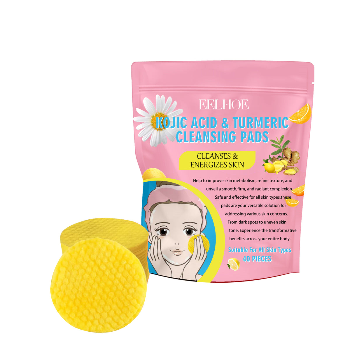 Turmeric Acid Cleansing Pad Gently Cleanses Skin, Lightened Acne Face, Brightened Pores - V.I.P Digital Presence