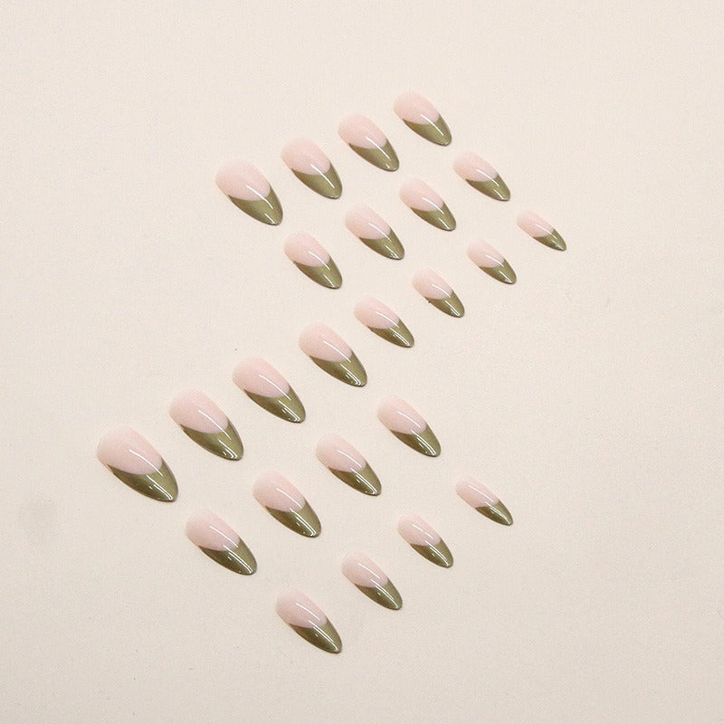 Simple pearlescent gold French almond nail wear nails special nail pieces wholesale finished wind fake nails - V.I.P Digital Presence