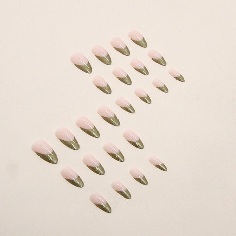 Simple pearlescent gold French almond nail wear nails special nail pieces wholesale finished wind fake nails - V.I.P Digital Presence