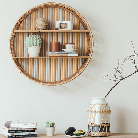 Weaving layer shelf storage rack background wall storage display shelf Bohemian style storage rack - V.I.P Digital Presence