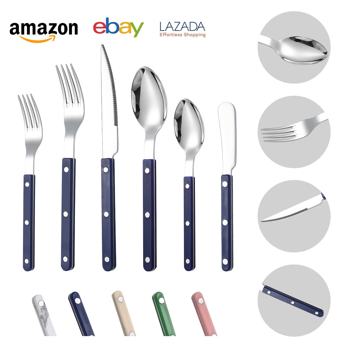 French Rivet ABS Handle Hotel Western Tableware Steak Knife Butter Knife Set - V.I.P Digital Presence