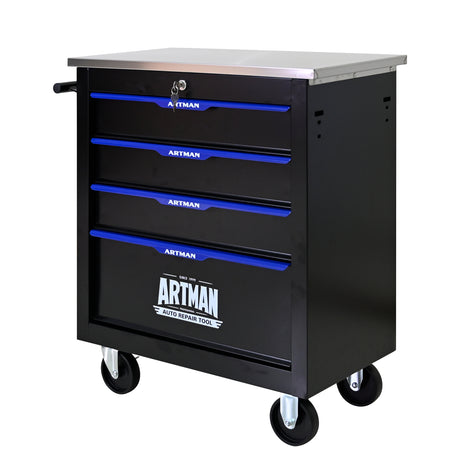 4 DRAWERS MULTIFUNCTIONAL TOOL CART WITH WHEELS-BLACK - V.I.P Digital Presence