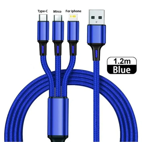 1.2M Charging Cable 3 In 1 USB Type C Charger Cord MultiPort Micro Cable For iPhone 15 14 Pro Max Samsung Galaxy Xiaomi 12 - V.I.P Digital Presence
