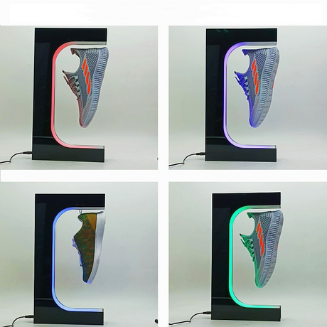 Magnetic levitation acrylic platform desktop advertising rotating display platform Magnetic levitation shoe display rack - V.I.P Digital Presence