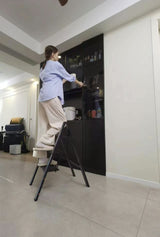 3 Step Ladder Aluminum Light Folding Step Bench Wide Non slip Pedal 300 lb Capacity Home Office Portable Ladder black - V.I.P Digital Presence