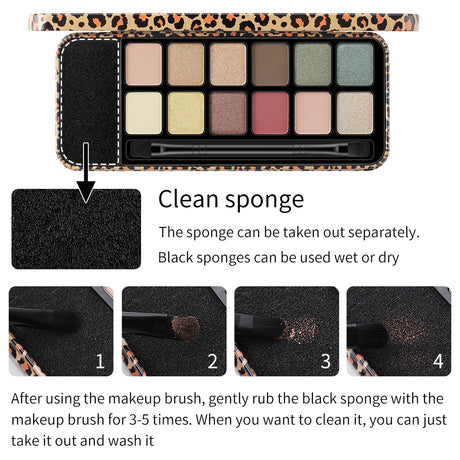 Romantic Beauty Multicolor Leopard Eye Shadow Plate Pearlescent Matte Glitter Powder Eye Shadow With Black Eye Shadow Brush - V.I.P Digital Presence