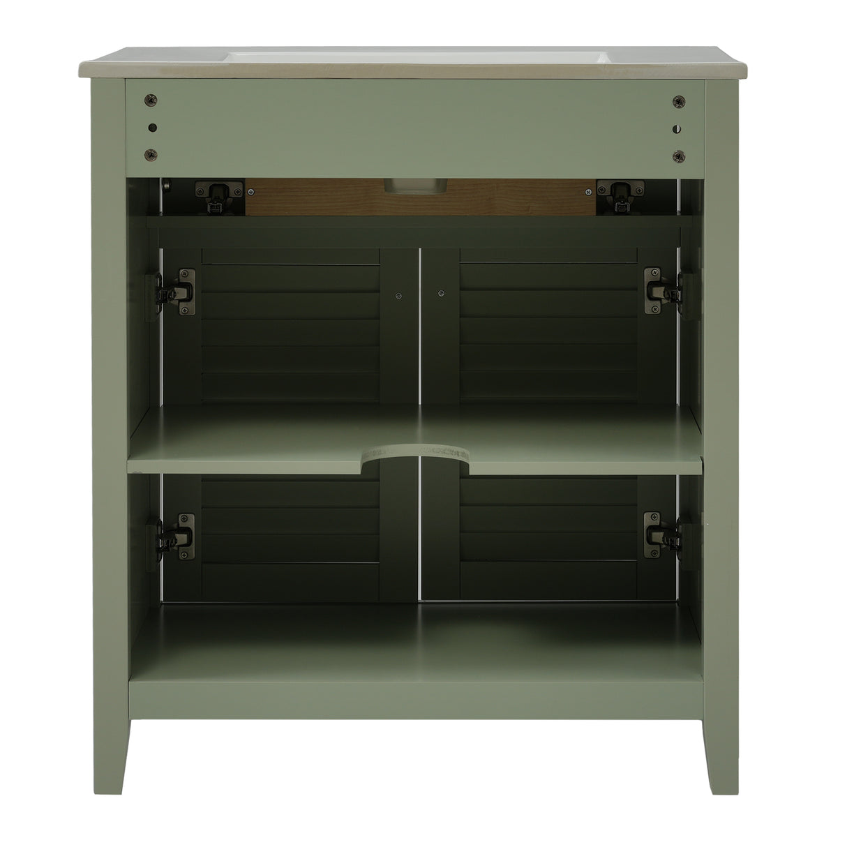 30-Inch Bathroom Vanity with Ceramic Sink Combination, Ample Storage - Features 1 Pullout and Multifunctional Shelf Dividers - V.I.P Digital Presence
