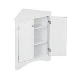 White Triangle Bathroom Storage Cabinet with Adjustable Shelves, Freestanding Floor Cabinet for Home Kitchen - V.I.P Digital Presence
