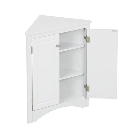 White Triangle Bathroom Storage Cabinet with Adjustable Shelves, Freestanding Floor Cabinet for Home Kitchen - V.I.P Digital Presence