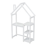 House-shaped Wooden writing Desk,Kids study Table,Bookshelf & Toy Storage,White