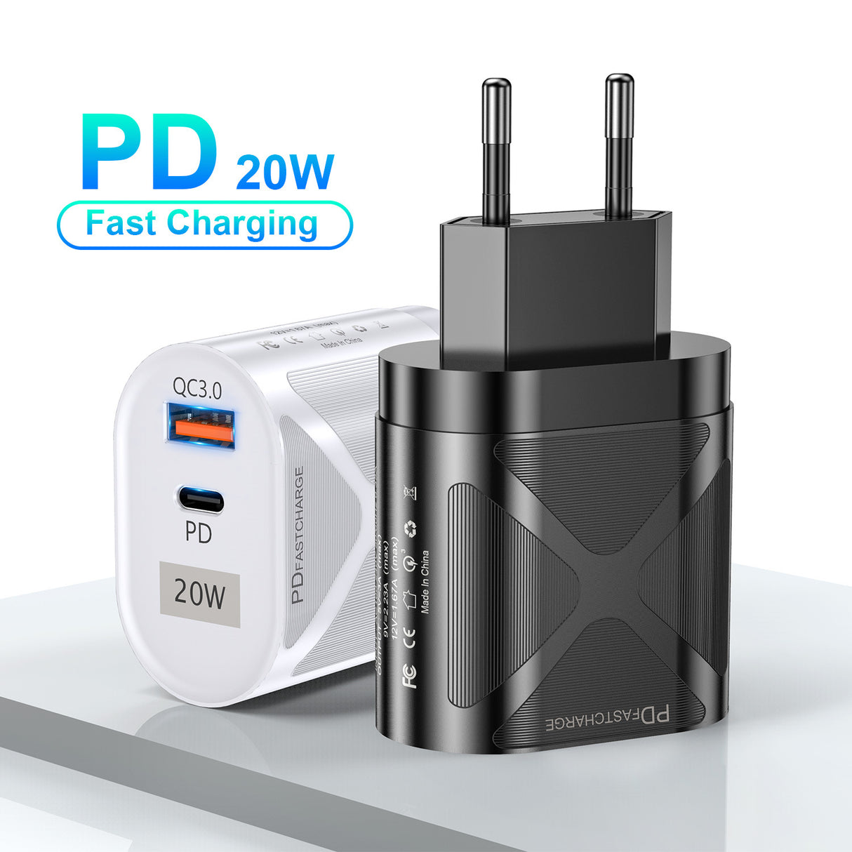 LED luminous PD20W+QC3.0 4A mobile phone charger fast charging dual port fast charging head - V.I.P Digital Presence