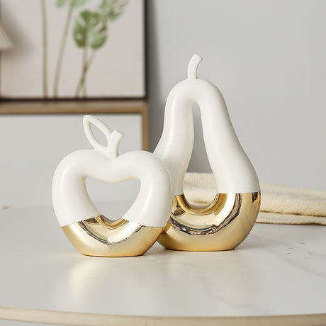 Modern Minimalist Gilded Apple Pear Creative Wine Cabinet Decorative Piece Luxury Home Living Room Entrance Ceramic Craft - V.I.P Digital Presence