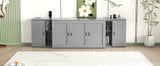 Queen Size Murphy Bed with Shelves, Cabinets and USB Ports,Gray