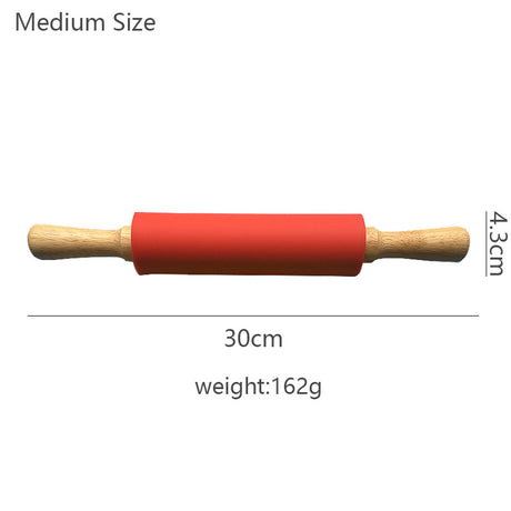 Wooden Handle Silicone Rolling Pin Rolling Pin Roller Flour Pin Small Medium And Large Household Baking Tools And Kitchenware - V.I.P Digital Presence