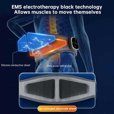 EMS Pulse Massage 16 Levels Keep Warm Waist Support Belt Heat Compress Pain Relief Electric Portable Back Waist Massager - V.I.P Digital Presence