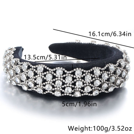 Full inlaid rhinestone fashionable wide edged solid color sponge head hoop - V.I.P Digital Presence