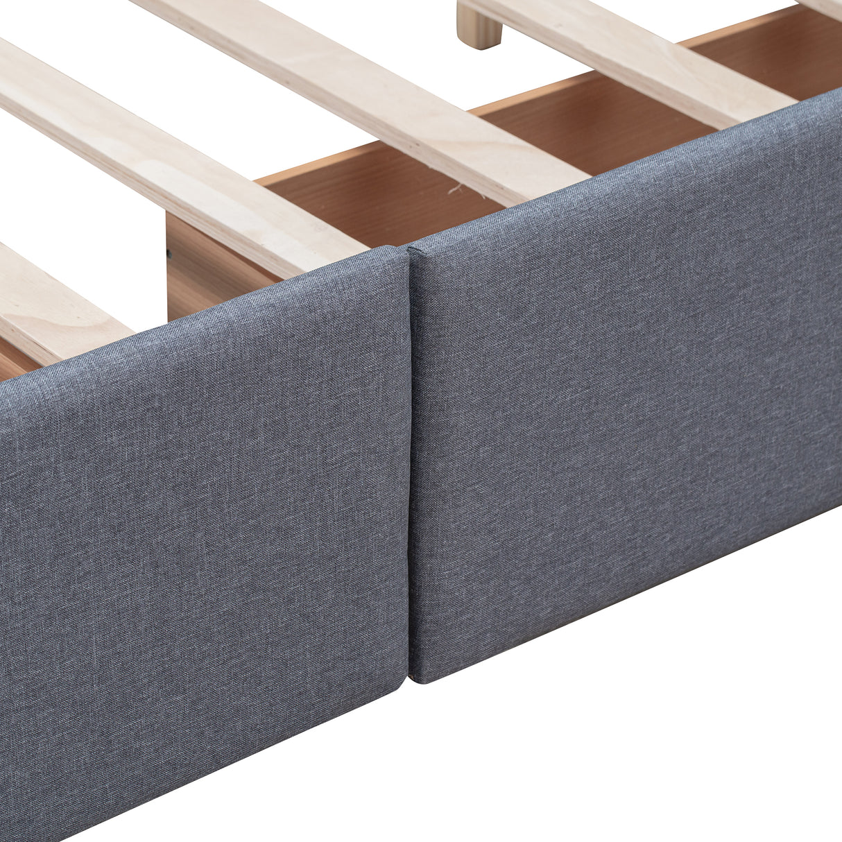 Upholstered Platform Bed with Classic Headboard and 4 Drawers No Box Spring Needed Linen Fabric Queen Size Dark gray - V.I.P Digital Presence