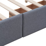 Upholstered Platform Bed with Classic Headboard and 4 Drawers No Box Spring Needed Linen Fabric Queen Size Dark gray - V.I.P Digital Presence